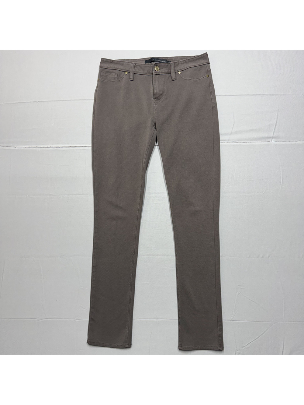 Calvin Klein Jeans Womens Skinny Jeggings Cotton Blend Solid Size 4 Taupe Brown